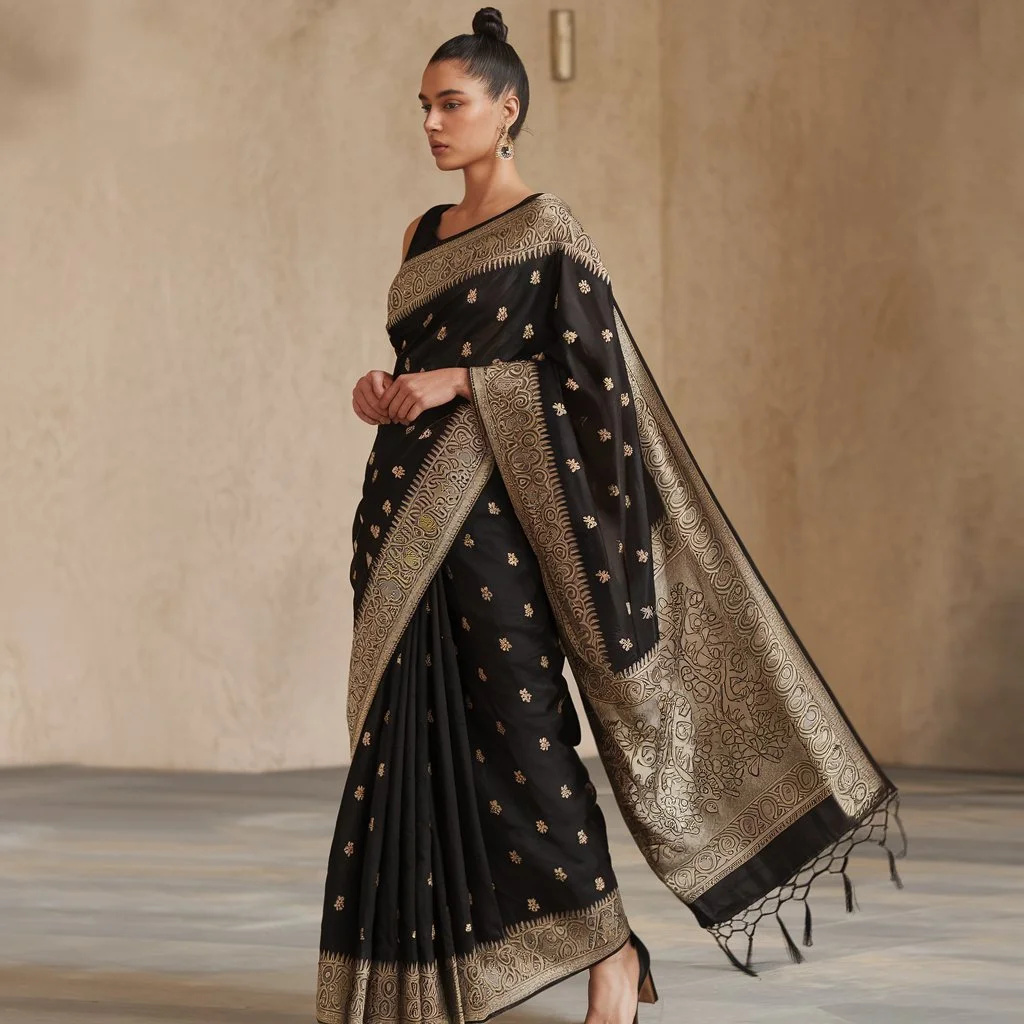 Black Saree Captions for Bold Looks